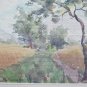 Old Painting To Watercolour Signed Pancaldi landscape Country 7/8x5 1/8in