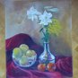 Old Painting oil Painting On Board Nature Still Blossom Floral Spain MD6