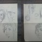 Two Antique Sketching drawings Studies For Faces Female Years Fifty Painting P28