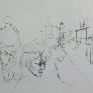 Old Drawing Subjects Various Pen Basket Sketch Vintage Art P28.8