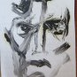 Five Antique Sketching D'Author Studies For Portrait Face Human Waterlily P28.5
