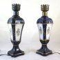 Pair Of Lamps Table Porcelain Imperial Crowne Ivory Stone BM11