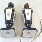 Pair Of Lamps Table Porcelain Imperial Crowne Ivory Stone BM11