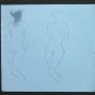Two Old drawings Sketching Studio Nude Feminine Portrait Pencil On Basket P28.6