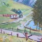 Watercolour Antique landscape Di Montagna Alps Alpine Dolomites Original 1960 p9