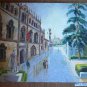 Old Painting View Plaza Alcalá Of Henares Opera Signed Painter Segura MD8