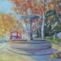 Old Painting oil Vintage View Madrid Retiro Prado Signed Ginè Gomà MD3