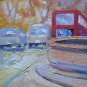 Old Painting oil Vintage View Madrid Retiro Prado Signed Ginè Gomà MD3