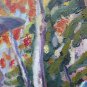 Old Painting oil Vintage View Madrid Retiro Prado Signed Ginè Gomà MD3