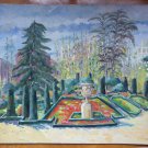 Old Painting oil View Park Of Retiro of Madrid Spain Signed