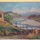 Painting Antique oil On Board Landscape With River Signed Style Impressionist p2