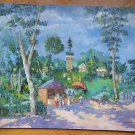 Old Painting oil View Park Of Retiro of Madrid Spain Signed MD6