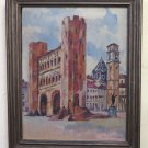 View House Gates Palatine of Turin Old Painting Signed Painting oil BM45