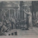 Engraving Antique St Paolo Sermon IN Areopàgo Of Athens Incision On Basket X9