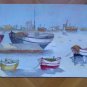 Old Painting oil On Board Boat Fisherman IN La Cale To Porto Signed MD6