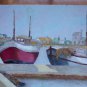 Old Painting oil On Board Boat Fisherman IN La Cale To Porto Signed MD6