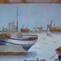 Old Painting oil On Board Boat Fisherman IN La Cale To Porto Signed MD6