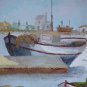 Old Painting oil On Board Boat Fisherman IN La Cale To Porto Signed MD6