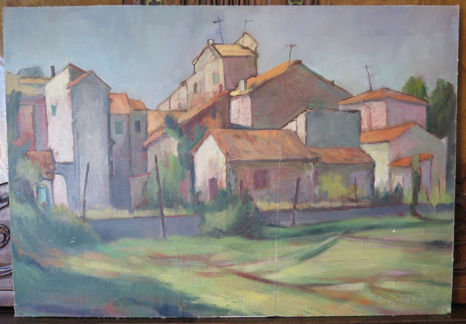 Painting Antique oil On Board View of A Country Dell 'em Ilia-Romagna Signed p8