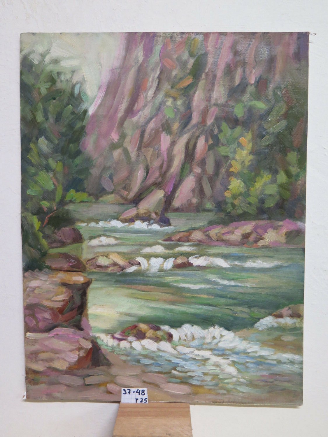 Landscape Di Montagna IN Summer Painting Vintage To oil Delmaestro Pancaldi P25