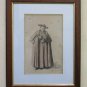 Drawing Antique Signed Opera by Henri Brispot 1846-1928 Portrait Priest BM51