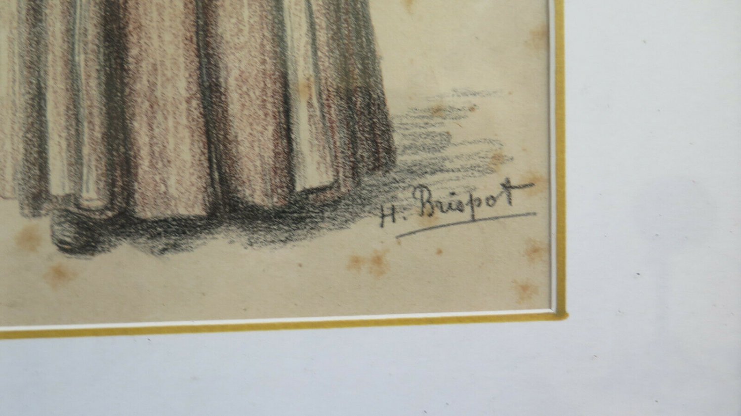 Drawing Antique Signed Opera By Henri Brispot 1846 1928 Portrait Priest