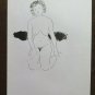 Old Drawing Nude Feminine Years' 60 Sketch On Basket Sketch Painter P28.9