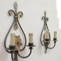 Pair Of Wall Wrought Iron Forged And Hand Painted 2 Lights Wall CH3