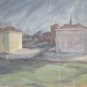 Painting Antique landscape Night With The Full Moon Opera Certified Years 60 P27