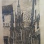 Engraving Antique Incision Signed View City France Beginning Century BM52