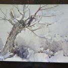 19 11/16x13in Painting landscape Winter Snowy Onirico Technical Frost P14
