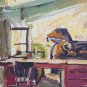Antique Painting To oil Signed Pancaldi Inside Screen Studio Of Painter P30