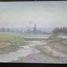 Old Painting Period Sketch Watercolour On Basket landscape View River P14