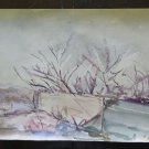 19 11/16x13 13/16in Painting To Watercolour Vintage landscape Snowy Winter P14
