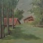 Painting Antique landscape Frame Guilloché Ghiglioscé Signed Mevnter BM46