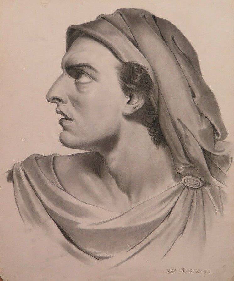 Drawing Antique Portrait Signed Rousset Dated 1833 Painting France 800 BM53.3