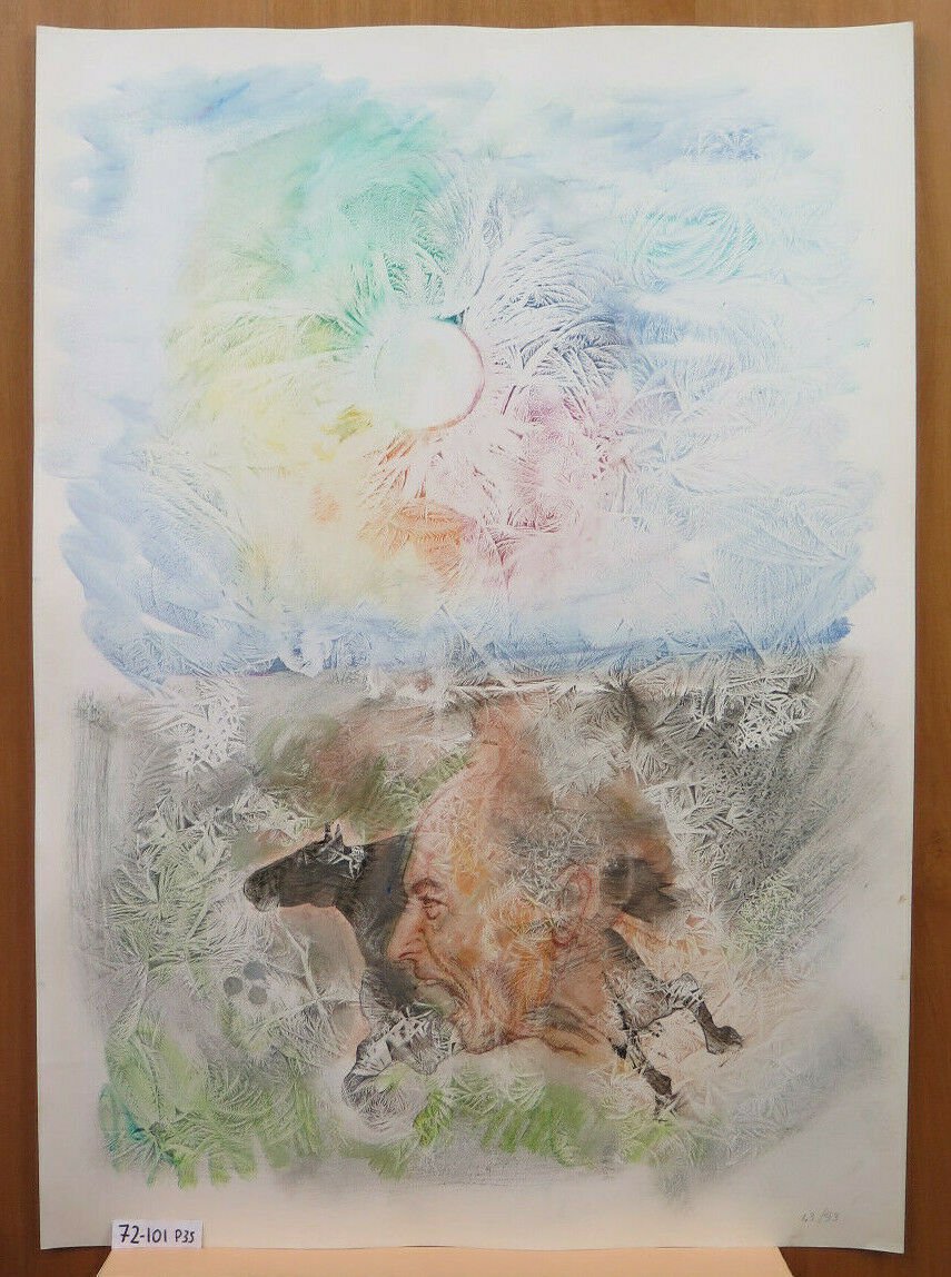 Painting Modern Abstract Watercolour Frosted On Basket Horses Jigs P35