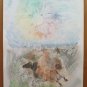 Painting Modern Abstract Watercolour Frosted On Basket Horses Jigs P35