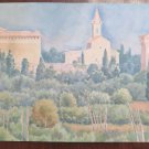 Painting Antique Watercolour On Basket landscape View Countryside Modena P31