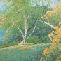 Painting oil landscape Forces Bush IN Spring With Birch Trees Waterfalls G35