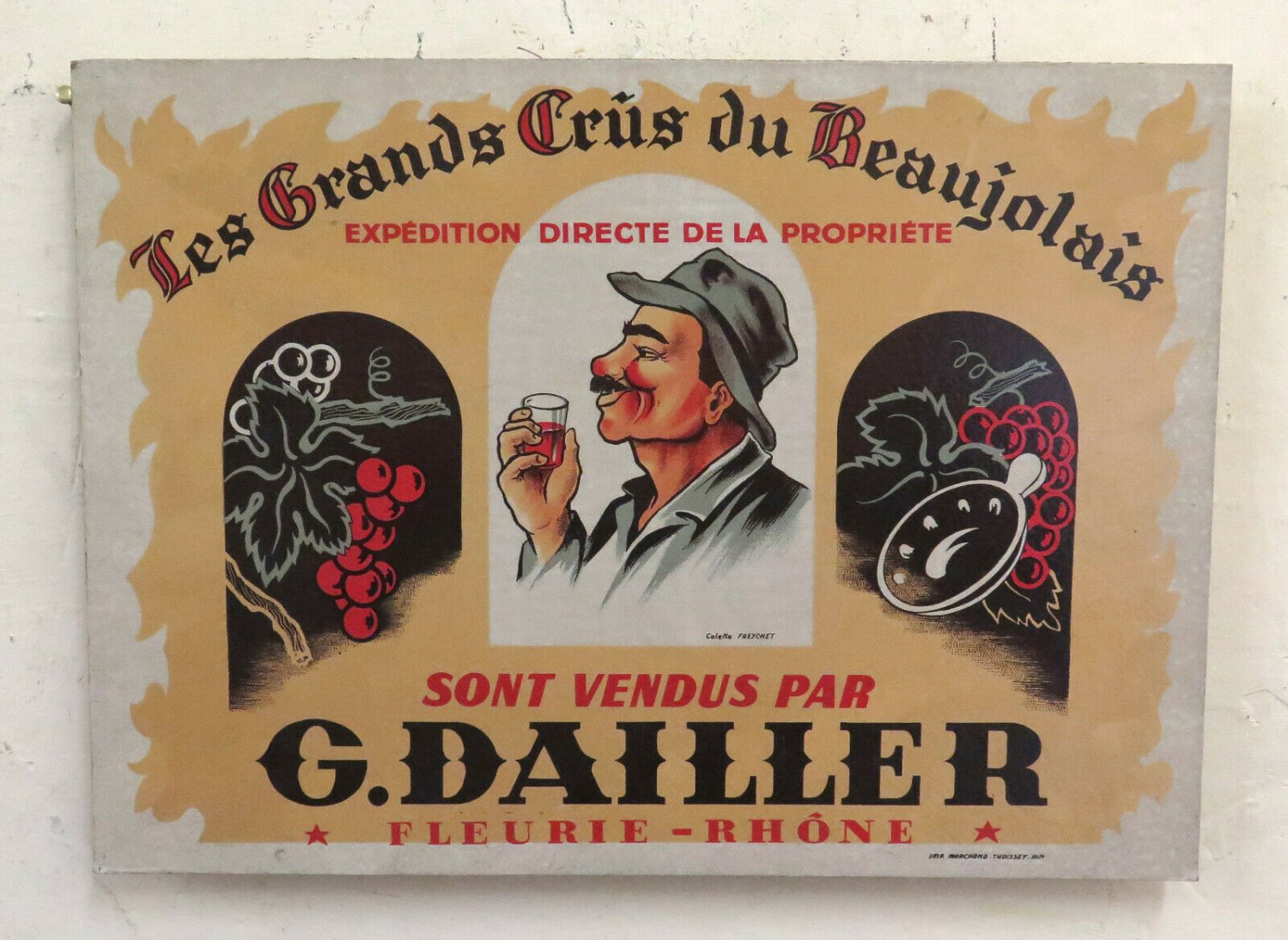 Old Advertising Poster Advertising Les Grands Crus Du Beaujolais BM41