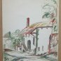 Old Painting Watercolour View Countryside French Home Cascina Vessy BM53.2