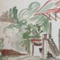 Old Painting Watercolour View Countryside French Home Cascina Vessy BM53.2