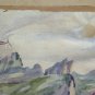 Antique Painting To Acuerello View Convent Medieval Signed Dated BM53.3