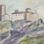 Antique Painting To Acuerello View Convent Medieval Signed Dated BM53.3