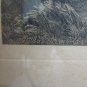 Engraving Antique landscape Denmark Windmill Signed Axel Holm Vintage Print R103