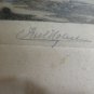 Engraving Antique landscape Denmark Windmill Signed Axel Holm Vintage Print R103