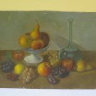 Antique Painting To oil On Board Nature Still Fruit On Table Original