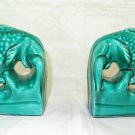 Pair Of Figurines IN Ceramic Green Shaped Like Fish Vintage Green BM14