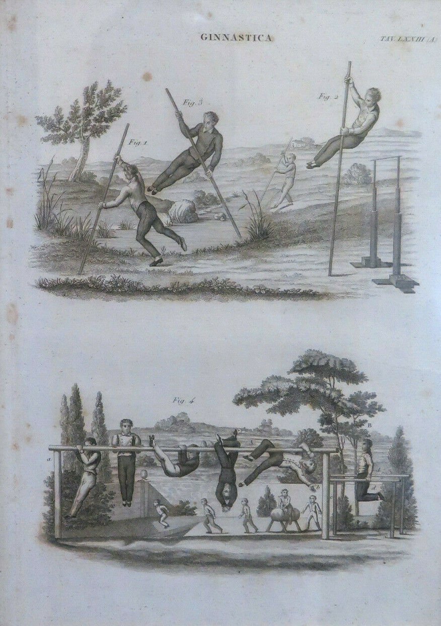 Engraving Antique Etching Trainers Publisher Giuseppe Pomba Torino '800 BM41